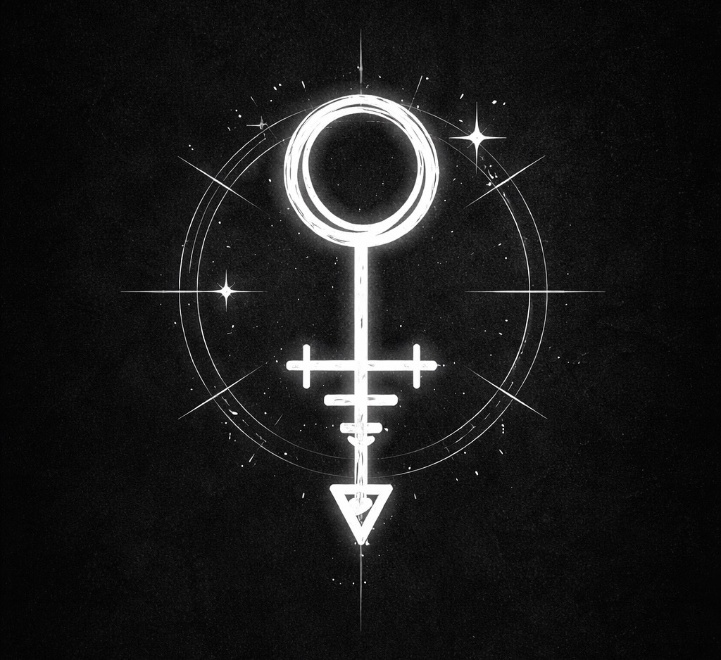 Weißes Runen Logo auf schwarzen Hintergrund